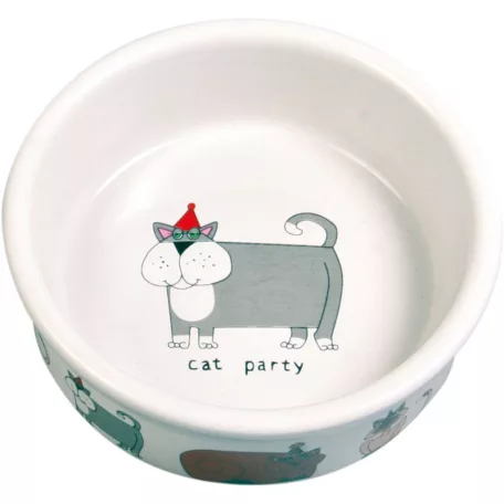 Trixie | Ceramic Bowl kerámia tál macskáknak – fehér, mintás (0,2 l / Ø12 cm)