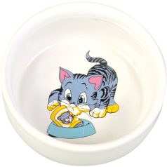   Trixie | Ceramic Bowl kerámia tál macskáknak – fehér, mintás (0,3 l / Ø11 cm)