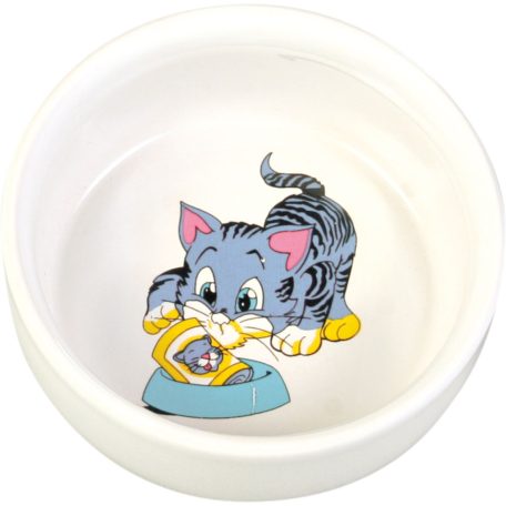 Trixie | Ceramic Bowl kerámia tál macskáknak – fehér, mintás (0,3 l / Ø11 cm)