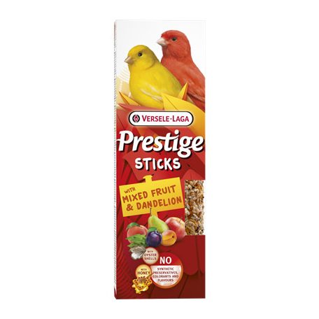 Versele Laga Prestige Sticks Dupla Rúd (gyümölcs, pitypang) | Kiegészítő eledel kanáriknak – (2 db) 60 g