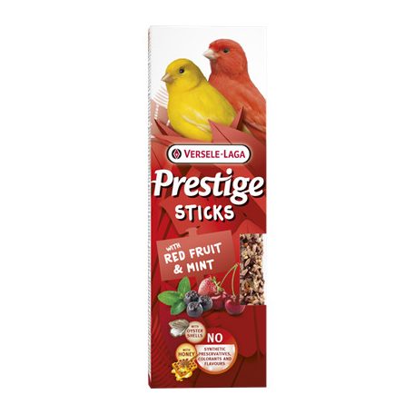 Versele Laga Prestige Sticks Dupla Rúd (vörös gyümölcs, menta) | Kiegészítő eledel kanáriknak – (2 db) 60 g