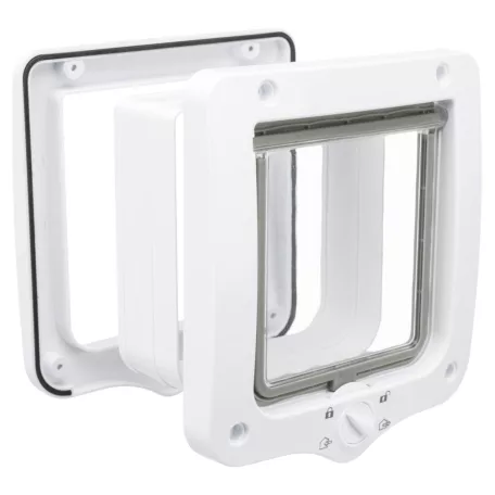 Trixie 4-Way Flap Door | 4-utas macskaajtó alagútelemmel – 20 × 22 cm, fehér