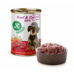   JK Premium Pástétom Marhával és Sárgarépával | 60% hústartalmú nedves eledel kutyáknak – 400 g