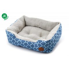   JK | Kék fekhely kocka mintával, 61 cm, kis és közepes kutyáknak