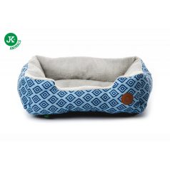   JK | Kék fekhely kocka mintával, 61 cm, kis és közepes kutyáknak