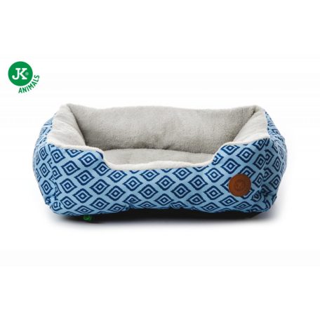 JK | Kék fekhely kocka mintával, 61 cm, kis és közepes kutyáknak