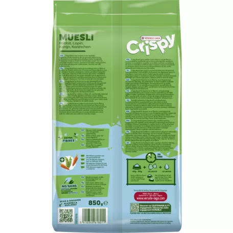 Versele-Laga Crispy Muesli Rabbits | Ízletes, rostgazdag müzli keverék nyulak számára – 850 g