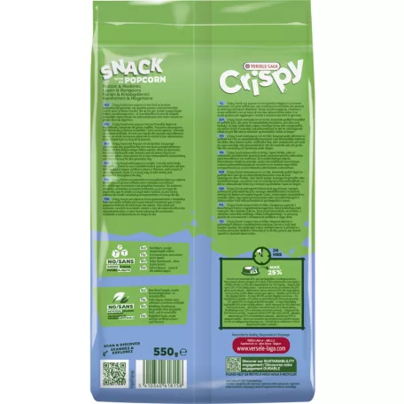 Versele-Laga Crispy Snack Pop Corn | Könnyű és ropogós csemege mix rágcsálók és nyulak számára – 550 g