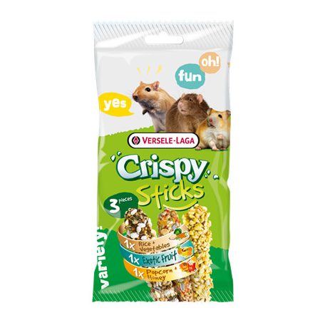 Versele-Laga Crispy Sticks | Kiegészítő eledel rágcsálóknak | Rizs-gyümölcs-popcorn - 160 g