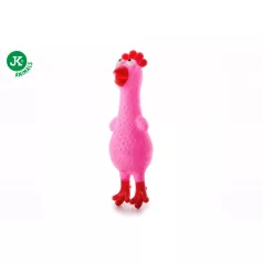  JK Animals Csipogó csirke | Latex kutyajáték hanggal, rózsaszín – 18 cm