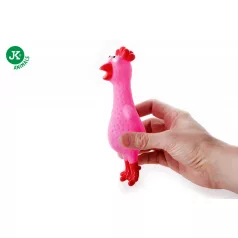   JK Animals Csipogó csirke | Latex kutyajáték hanggal, rózsaszín – 18 cm