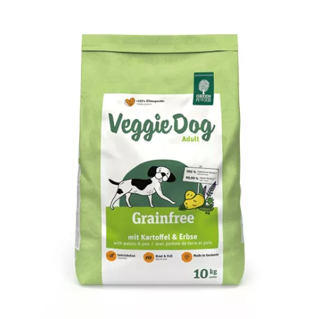 Green Petfood VeggieDog Grainfree | Gabonamentes, teljes értékű növényi száraztáp felnőtt kutyáknak – 10 kg
