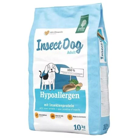 Green Petfood InsectDog Hypoallergen | Hipoallergén, rovarfehérjés teljes értékű száraztáp érzékeny kutyáknak – 10 kg