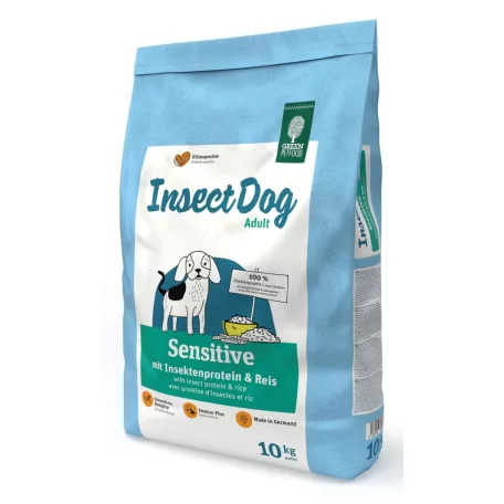 Green Petfood InsectDog Sensitive | Kímélő rovar- és rizs alapú teljes értékű száraztáp érzékeny felnőtt kutyáknak – 10 kg