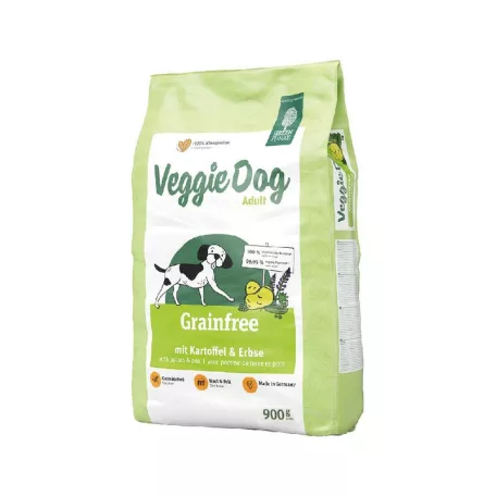 Green Petfood VeggieDog Grainfree | Gabonamentes, teljes értékű növényi száraztáp felnőtt kutyáknak – 900 g