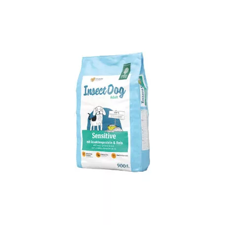 Green Petfood InsectDog Sensitive | Kímélő rovar- és rizs alapú teljes értékű száraztáp érzékeny felnőtt kutyáknak – 900 g