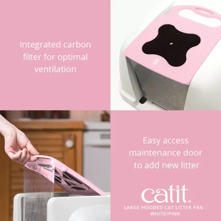 Catit | Hooded Cat Pan - fedeles macska WC (pink) macskák részére (57x46,5x39cm)