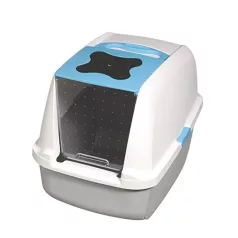   Catit | Hooded Cat Pan - fedeles macska WC (kék) macskák részére (57x46,5x39cm)