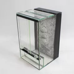   30 x 30 x 50 cm | Prémium minőségű terrárium | 3D sziklaháttérrel