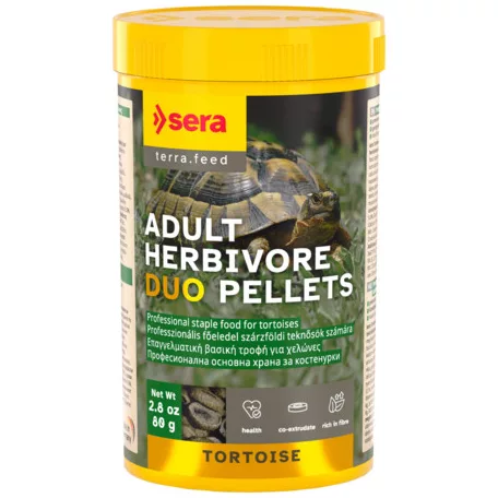 Sera | Tortoise Adult Herbivore Duo Pellets | Prémium eledel szárazföldi teknősök számára – 250 ml / 80 g