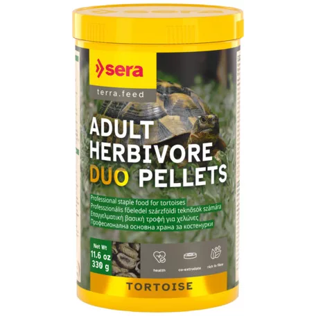 Sera | Tortoise Adult Herbivore Duo Pellets | Prémium eledel szárazföldi teknősök számára – 1000 ml / 330 g