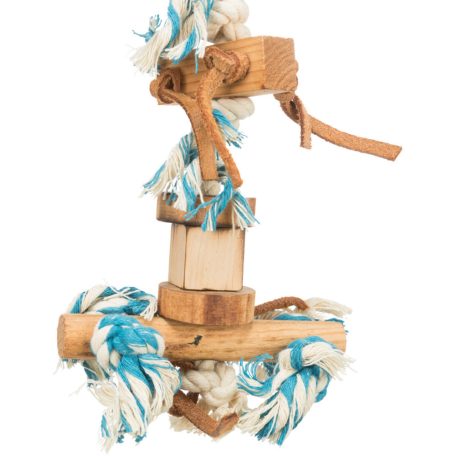 Trixie Wooden Toy on Rope | Fa játék kötéllel nagy papagájok részére - 35 cm