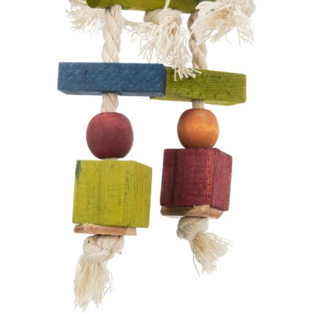 Trixie Wooden Toy on a Rope | Fa játék kötéllel nagy papagájok részére - 24 cm
