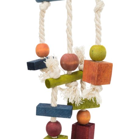 Trixie Wooden Toy on a Rope | Fa játék kötéllel nagy papagájok részére - 24 cm