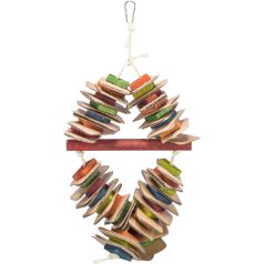   Trixie Wooden Toy with Sisal Rope | Fa játék kartonnal nagy papagájok részére - 18x35 cm