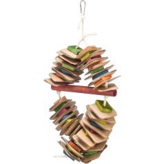   Trixie Wooden Toy with Sisal Rope | Fa játék kartonnal nagy papagájok részére - 18x35 cm