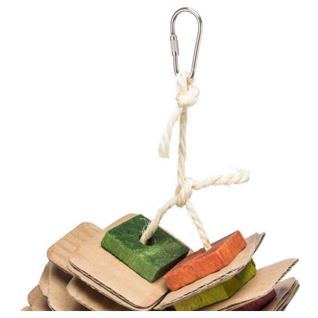 Trixie Wooden Toy with Sisal Rope | Fa játék kartonnal nagy papagájok részére - 18x35 cm