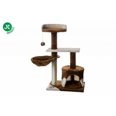   JK | Robin emeletes macskakaparó házzal, pihenővel, játékkal, 50X35X88cm, bézs/barna