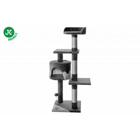 JK | Tina emeletes macskakaparó házzal, pihenővel, játékkal, 40X40X116cm, szürke