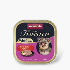  Animonda | Vom Feinsten Junior | Pulyka, borjú és alma ízesítésű pástétom kölyök kutyák részére – 100 g