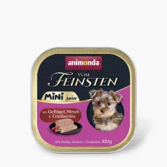   Animonda | Vom Feinsten Junior | Szárnyas, szarvashús és tőzegáfonya ízesítésű pástétom kölyök kutyák részére – 100 g