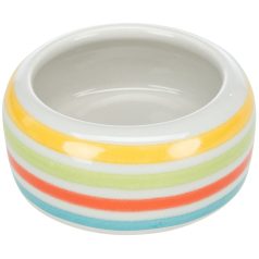   Trixie Ceramic Bowl | Kerámia tál (fehér,csíkos) rágcsálók részére - 50 ml / 8 cm
