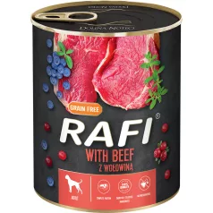  RAFI kutya pástétom marha, vörös- és kék áfonyával konzerv 800g