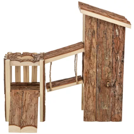 Trixie Tjorven Playground | Emeletes natúr fa mászóka egerek és hörcsögök számára – 32 × 19 × 29 cm
