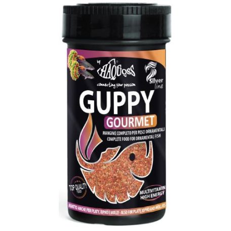 Haquoss | GUPPY GOURMET | Teljes értékű mini lemezes, Guppi haltáp - 100 ml / 20 g