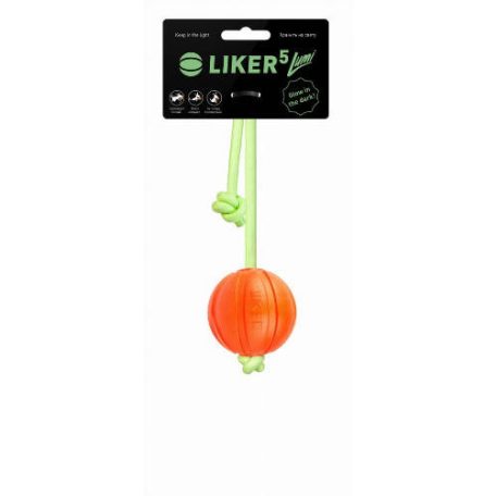 LIKER5 Lumi Ball with Fluoresence rope | Játék (labda, fluoreszkáló kötéllel) kutyák részére - 5 cm