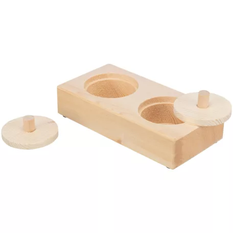 Trixie Snack Box | Kezeletlen fa készségfejlesztő és intelligenciajáték rágcsálók és kisemlősök számára – 14 × 3 × 7 cm