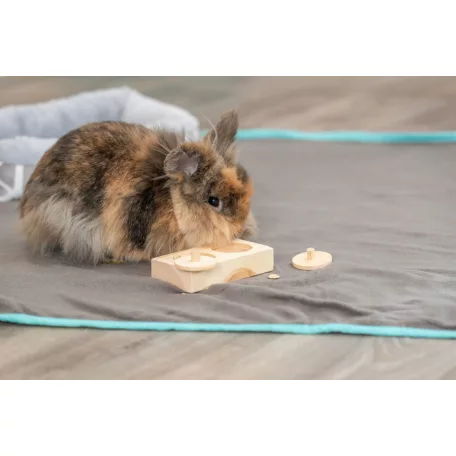 Trixie Snack Box | Kezeletlen fa készségfejlesztő és intelligenciajáték rágcsálók és kisemlősök számára – 14 × 3 × 7 cm