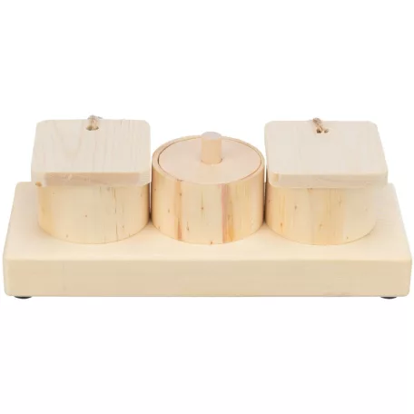Trixie Snack Box kezeletlen fa készségfejlesztő és jutalomfalat-kereső játék rágcsálók, nyulak és madarak számára | 15 × 4,5 × 6 cm