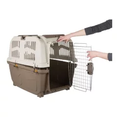   Trixie | Transport Box Skudo | biztonságos, jól szellőző szállítóbox kutyáknak – tópszín/homok, (L), 73 × 76 × 105 cm, max. 45 kg