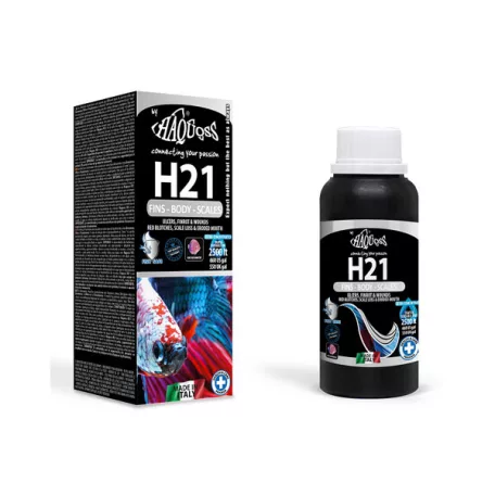 Haquoss | H21 Fins - Body - Scales | Folyékony készítmény bakteriális fertőzések kezelésére díszhalaknál – 100 ml