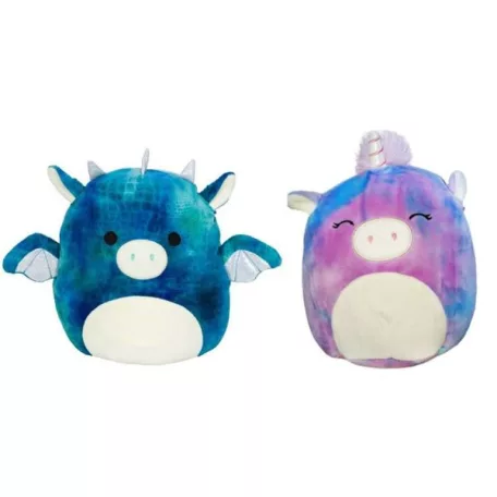 Kifordítható Squishmallows – Sárkány és batikolt unikornis plüss - 13cm