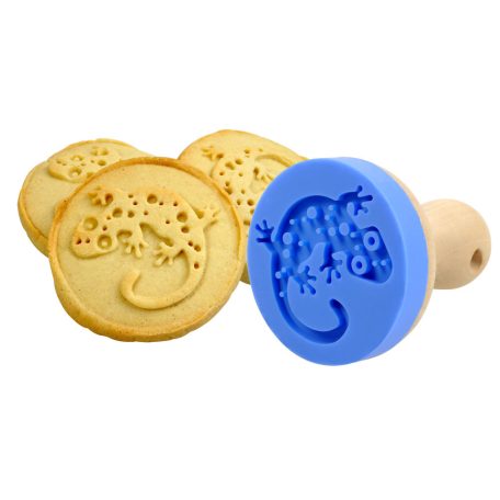 BlueBug | Keksznyomó gekkó mintával - fa-szilikon