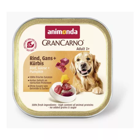 Animonda | GranCarno Adult Country | marha, liba és sütőtök alutálcás nedves eledel felnőtt kutyáknak – 150 g