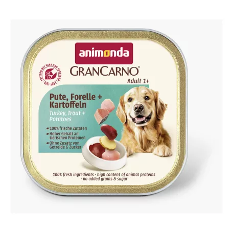 Animonda | GranCarno Adult Country | pulyka, pisztráng és burgonya alutálcás nedves eledel felnőtt kutyáknak – 150 g
