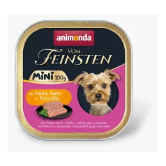   Animonda | Vom Feinsten Adult Mini | csirke, liba és petrezselyem alutálcás nedves eledel felnőtt kutyáknak – 100 g